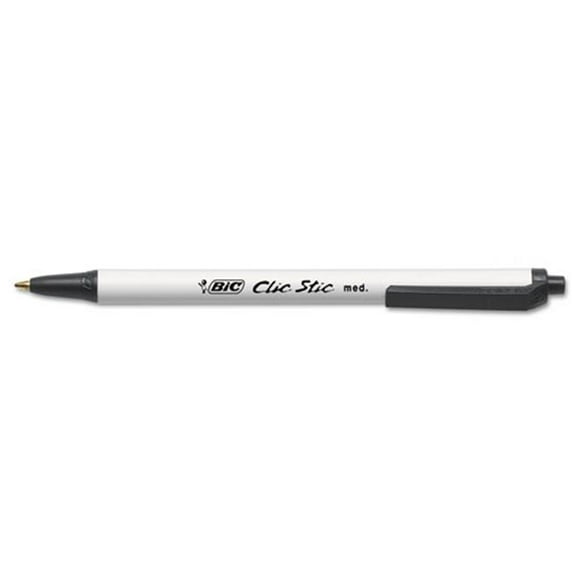 Bic Corporation Clic Stic Ballpoint Retractable Pen, 1 mm, Black, 24/Pk