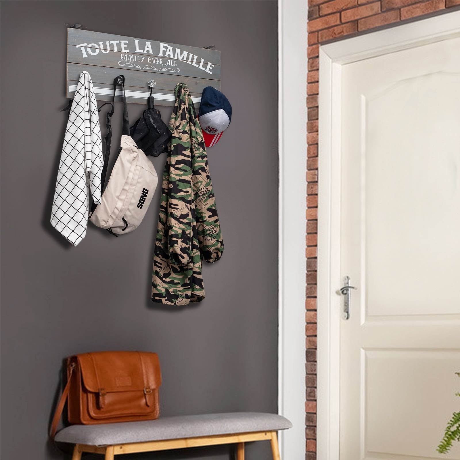 Lowestbest Key Holder for Wall Decoration, with 5 Key Hooks, Entrance Passage Mud Room Corridor Office Country Home Decoration Lowestbest Key Holder for Wall Decoration, with 5 Key Hooks, Entrance Passage Mud Room Corridor Office Country Home Decoration