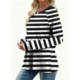 thumbnail image 6 of Neewe Women's Casual Long Sleeve Tops Crew Neck Fall Basic T Shirts Going Out T-Shirts Striped Block Color, 6 of 8