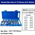 thumbnail image 3 of socket,Shank 5.5mm~19mm Socket Tools Set Driver 15pcs Screw Drill Wrench Driver Socket Driver Shank Socket Screw Socket Tools Drill Tools Driver Screw 15pcs Shank Socket Wrench Socket 15pcs Screw, 3 of 6