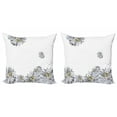 thumbnail image 1 of Ambesonne Flower Throw Pillow Cover 2 Pack, Chamomiles Springtime, 24", Grey Mustard, 1 of 2