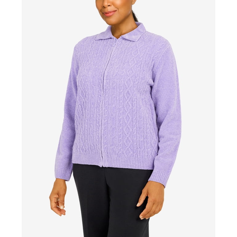 zip front chenille cardigan