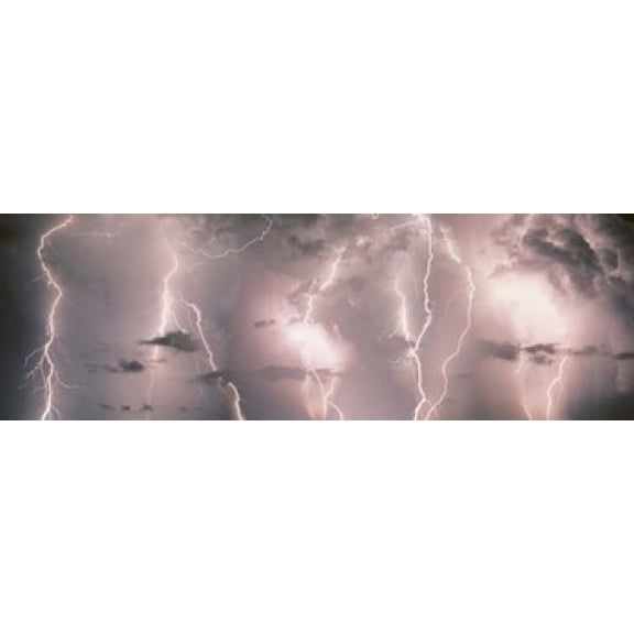 Lightning Thunderstorm Weather Sky Clouds Canvas Art - Panoramic Images (36 x 12)
