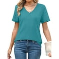 thumbnail image 2 of MOSHU 2 Pack Womens T Shirts V Neck Casual Tops Short Sleeve Comfort Fit Shirts for Women, 2 of 9