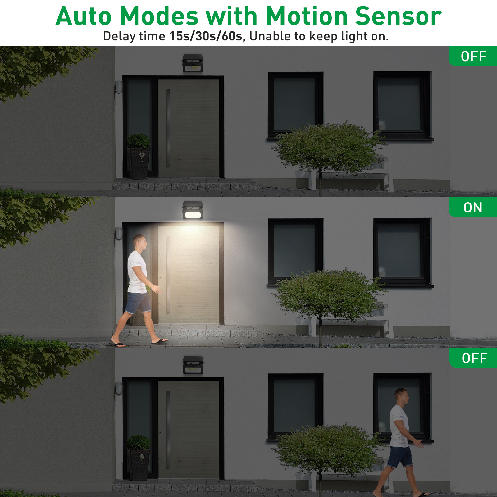 ALUSSO LED Solar Security Lights Outdoor 1000LM, Motion Sensor Flood Lamps with Remote Control, Dimmable&3CCT 3000K/4000K/6500K, 2 pcs for Garden Yard