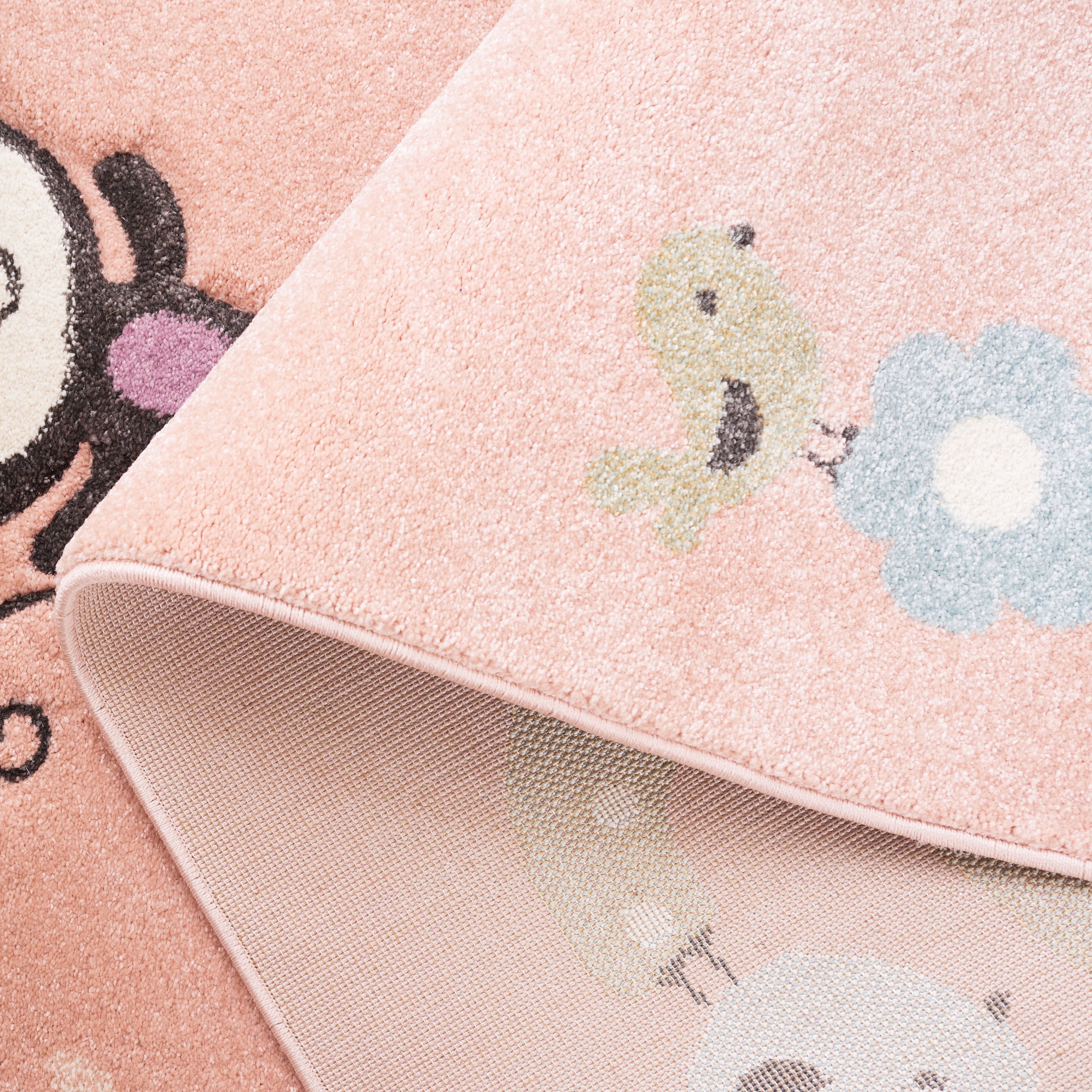 SAFAVIEH Carousel Kids Taneka Animals at Play Area Rug, Blush Pink, 6'7" x 6'7" Square