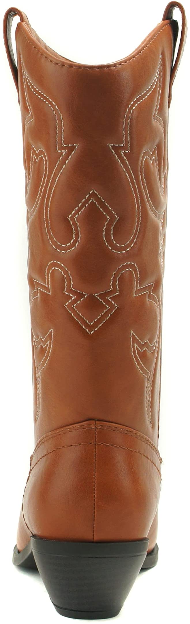 Soda Women Cowgirl Cowboy Western Stitched Boots Pointy Toe Knee High Reno-S Cognac Tan Light Brown 7.5 - image 4 of 4