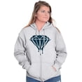thumbnail image 4 of Diamond Dripping Fashionable Girly Zip Up Hoodie Men's Women's Brisco Brands 2X, 4 of 6