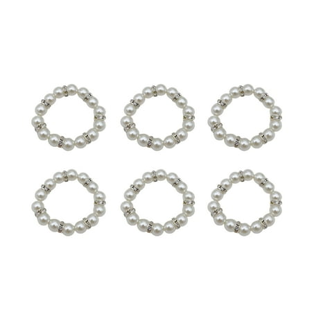 

6Pcs Faux Pearl Napkin Rings Delicate Exquisite White Color Napkin Buckle Home Decor for Wedding
