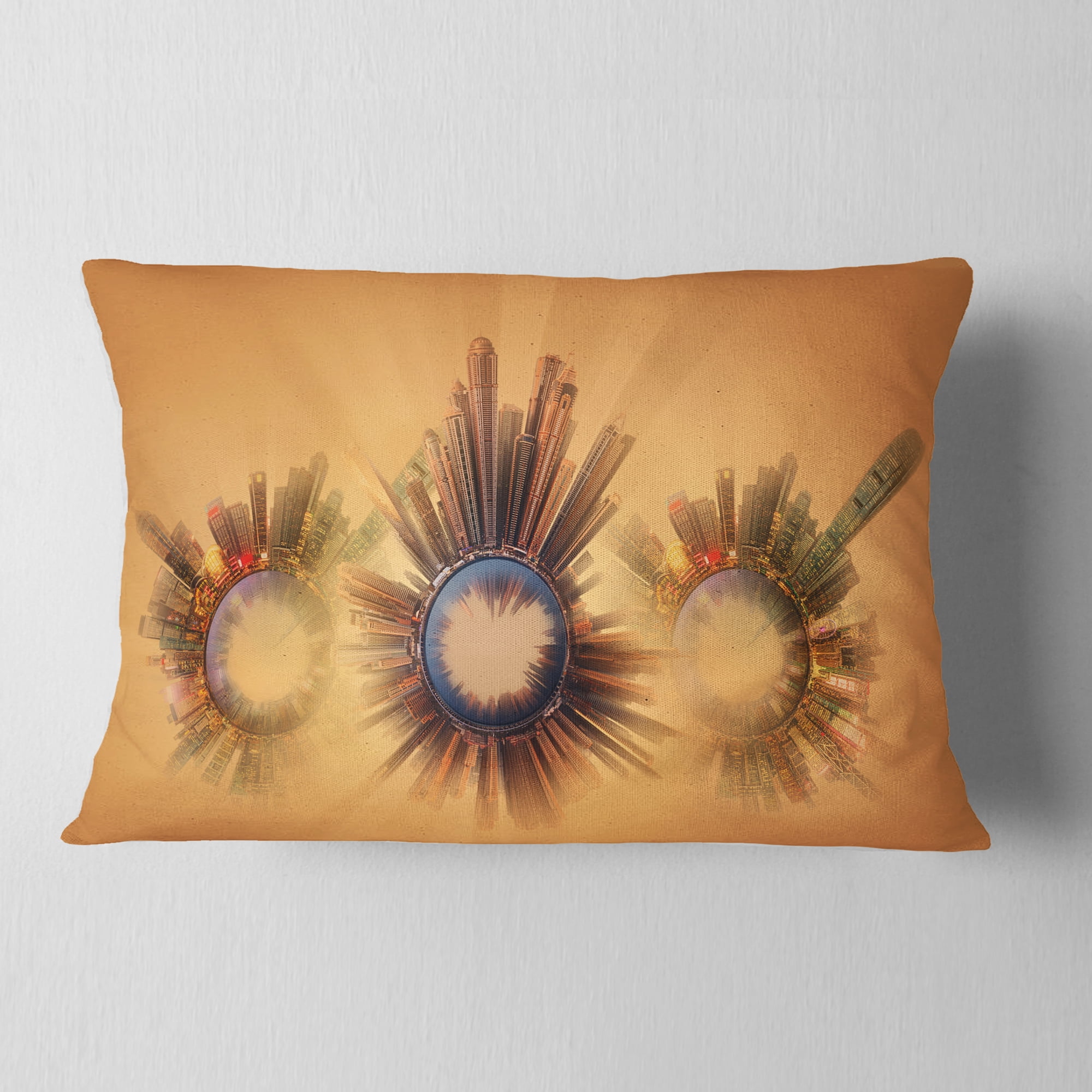Designart 12" x 20" Blue Polyester Throw Pillow