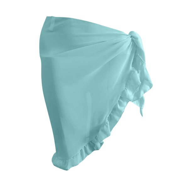Aihuaihua Summer Chiffon Skirt Coverups Beach Sheer Casual Cover Up Skirt Lightweight Flowy High Waist A Line Mini Skirt With Side Slits Blue One Size