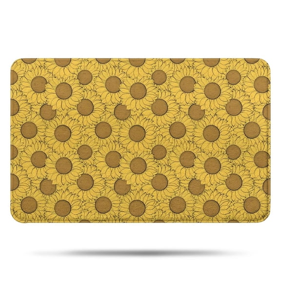 Yellow Brown Sunflower Pattern Bathroom Rugs Mat,Non Slip Microfiber Bathroom Rug,Rubber Backing,Soft Bathroom Mats for Bathroom Floor,Tub and Shower,17x27in(43x68cm)