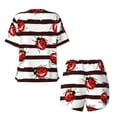 thumbnail image 5 of Picia Ladybugs on Black and White Striped1 Pajamas Sets for Women Soft Short-Sleeved Pjs with Lounge Shorts Two Piece Sleepwear-Large, 5 of 9
