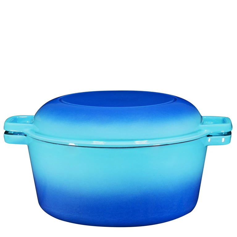  Bruntmor 2 in 1 Enameled cast iron pot with lid, 5QT
