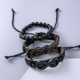 thumbnail image 3 of AMERTEER Men‘s Beaded Three/Five-Piece Set With Card Bracelet - 3/5pcs/set Brown, 3 of 6