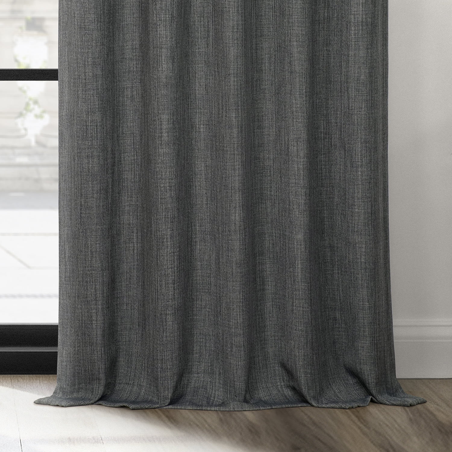 HPD Half Price Drapes Dark Gravel Grommet Faux Linen Room Darkening Curtains for Bedroom & Living Room Curtains (1 Panel), Door & Window Curtains 120 inches long, Grommet Curtains, 50W X 120L