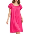 thumbnail image 2 of Naittoop Womens Satin Ruffle Sleeve Nightgown Loose Fit Round Neck Silk Feel Sleep Dress Casual Comfy Soft House Dress Plus Size Loungewear, 2 of 5