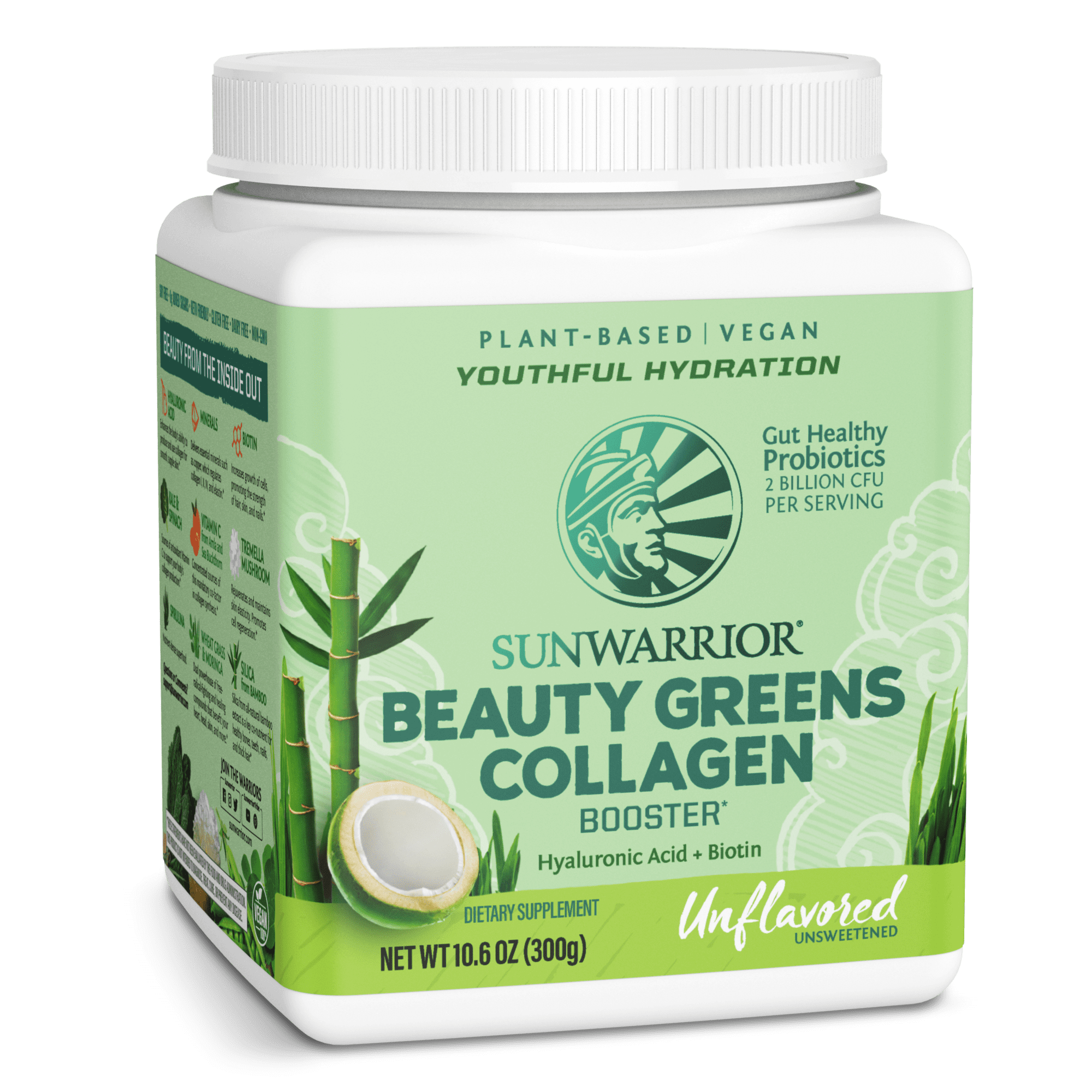 Beauty Greens Collagen Booster, Unflavored, 10.6 oz (300 g), Sunwarrior