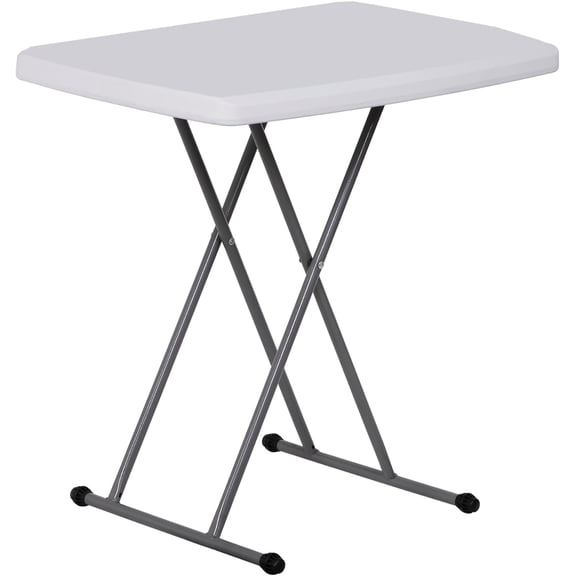 WSSYzyzf 2.5 Foot Plastic Folding Table Heavy Duty Adjustable Height, Indoor Outdoor Portable Table for Kitchen Camping Barbecues Picnic Party, White Easy Clean Surface