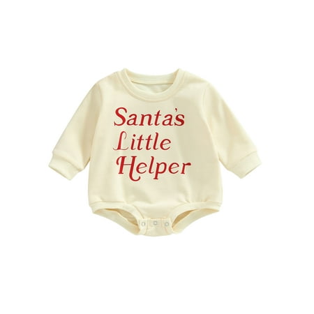 

Jkerther Baby Girl Christmas Outfit Long Sleeve Letter Print Romper Sweatshirt One Piece Clothes