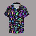 thumbnail image 2 of Wxolcjlv Neon Mushroom Allover Print Button Down Shirt for Men Turn Down Collar Short Sleeve Psychedelic Beach Blouse, 2 of 5