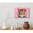 thumbnail image 3 of wall26 Canvas Print Wall Art Cartoon Style Tiger on Pink Background Graffiti &amp; Street Art Nature Illustrations Pop Art Animals Multicolor Dark for Living Room, Bedroom, Office - 16"x24", 3 of 5