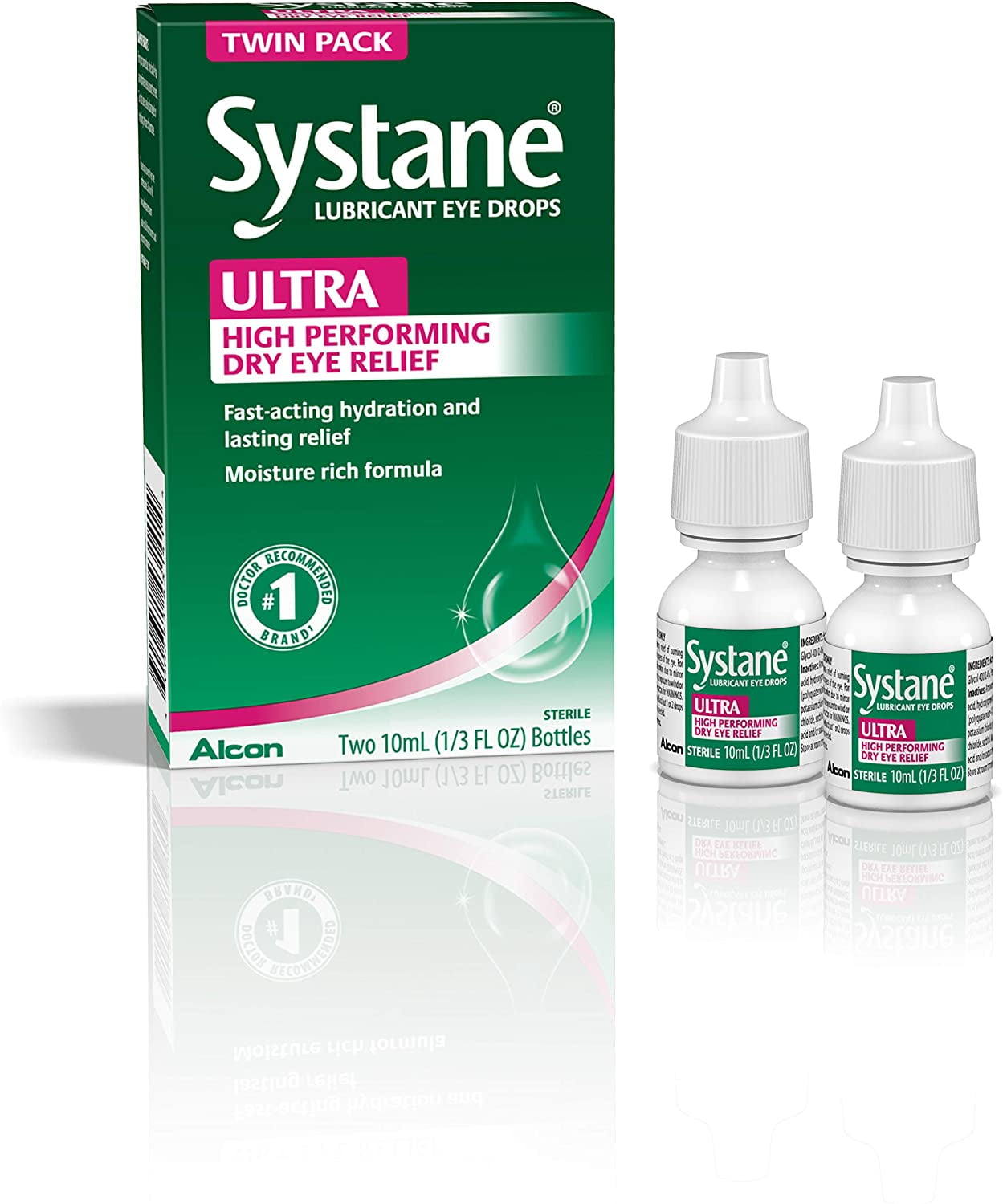 Systane Lubricant Eye Drops Ultra High Performing Dry Eye Symptom Relief,  10 mL, 2 Count - Walmart.com - Walmart.com