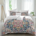 thumbnail image 2 of Colorful Boho Duvet Cover Set,Ethnic Vintage Mexican Flowers Southwestern Soft Duvet Cover California King Bedding Set 4 Pieces,1 Quiltcover and 2 Pillowcases with Zipper,1 Bed Sheet for All Seasons, 2 of 9