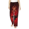 thumbnail image 2 of Lsque Black Spider Web With Spiders Print Women's Pajama Pants, Lounge Pant - Comfortable Home Wear,Elastic Waistband, Stylish Design-Medium, 2 of 9
