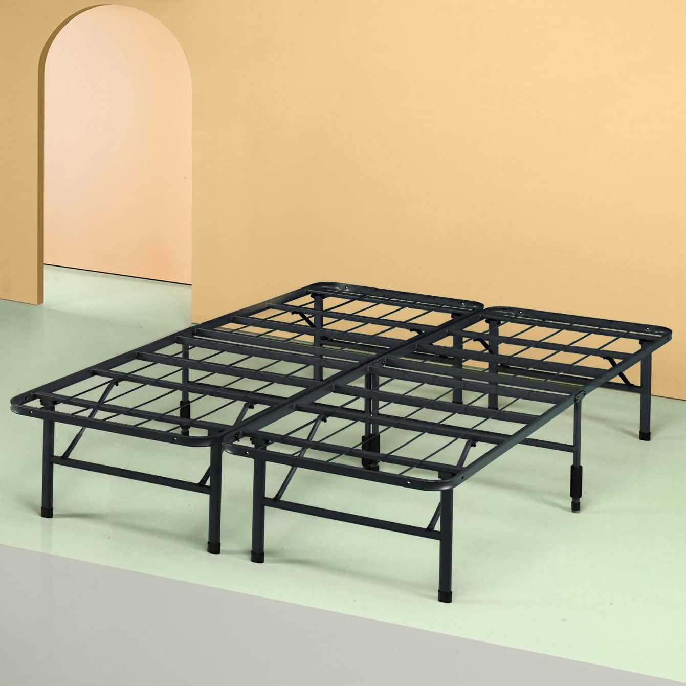 New Modern Bi-Fold Folding Platform Metal Bed Frame Mattress Foundation BF 