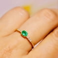 thumbnail image 2 of 14k Solid Gold Ring Genuine Emerald Ring Dainty Oval Cut Emerald Ring Moissanite Accented Wedding Ring Natural Emerald Ring Gift For Her, 2 of 5