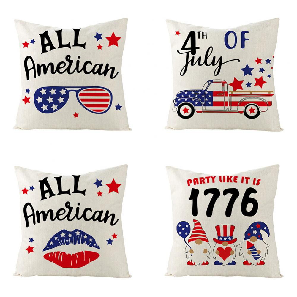Wenini Decorative Throw Pillow Case for Independence Day 4th of July Pillow Cover Cushion Cover for Sofa Couch Bed and Car Set Home Decor 45X45cm/18x18inch 
