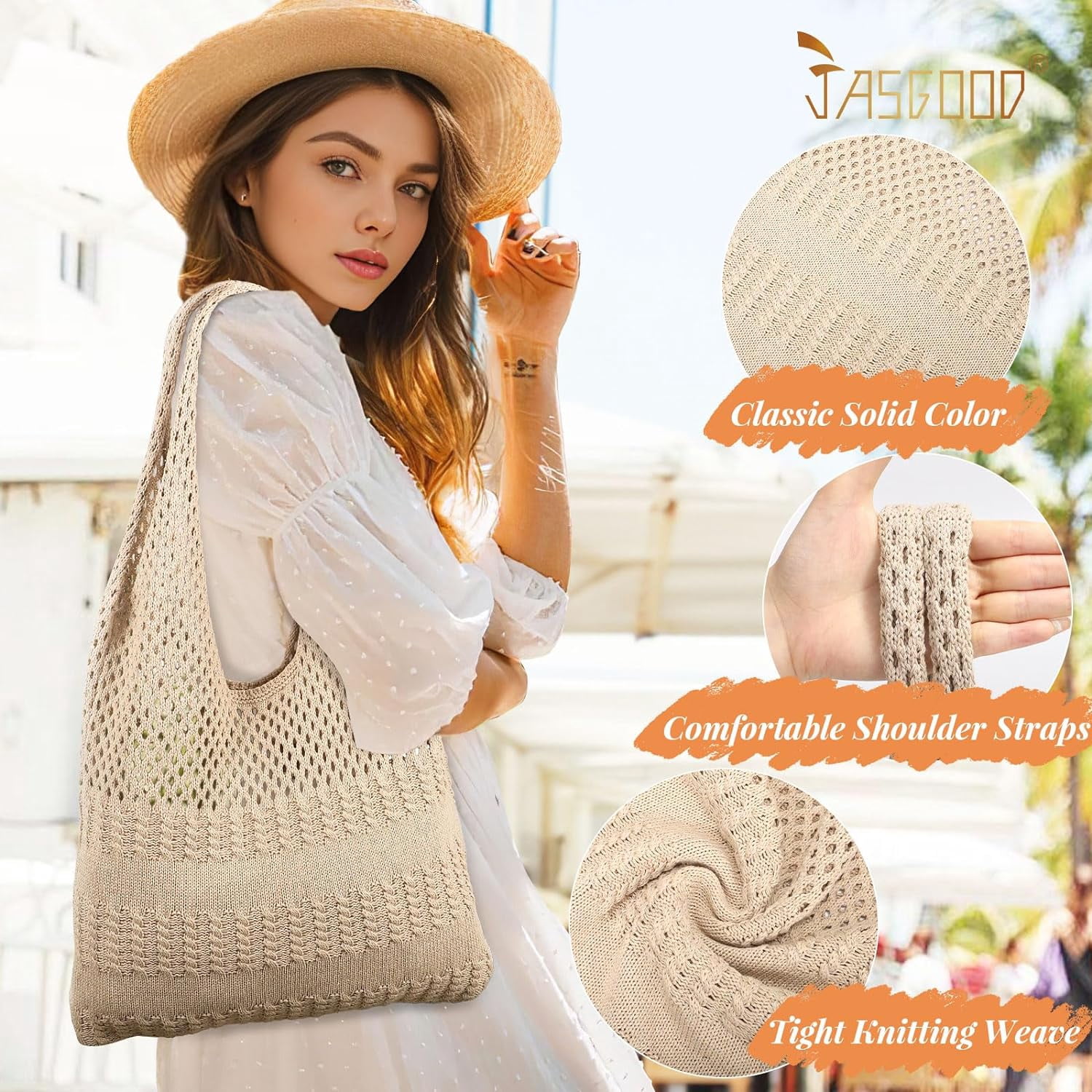 Lepoetedit Crochet Duck Tote Bag For Women - Handmade Boho Beach Bag, Summer Shoulder Bag, Cute Knit Handbag