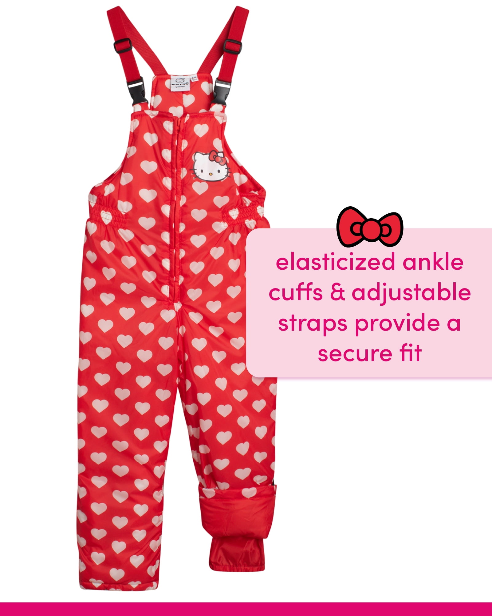 Hello Kitty Little Girls' Ski Set - 2 Piece Ski Jacket and Snow Bib Pants Set for Girls (3T-7)