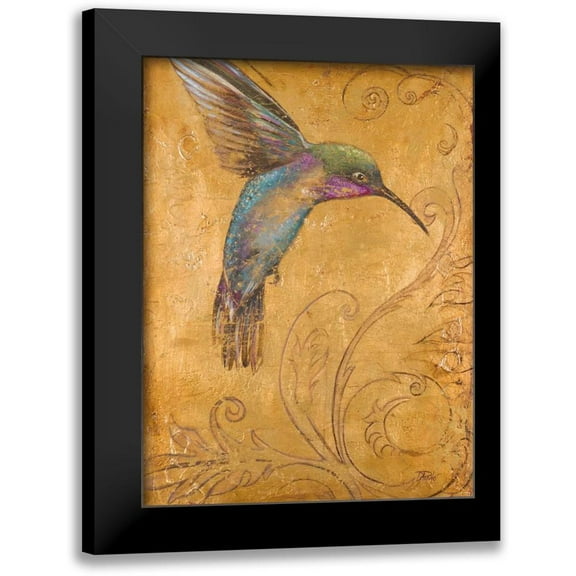 Pinto, Patricia 12x14 Black Modern Framed Museum Art Print Titled - Golden Hummingbird I