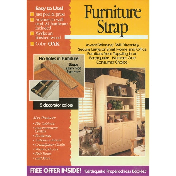 Quake Hold Nylon Self Adhesive Furniture Strap Beige Rectangle 1 in. W X 6 in. L 1 pk