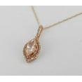 thumbnail image 3 of Hitanshu Jewels Lab Created Marquise Cut Morganite Halo Pendant Necklace 14K Rose Gold Finish Silver, 3 of 4