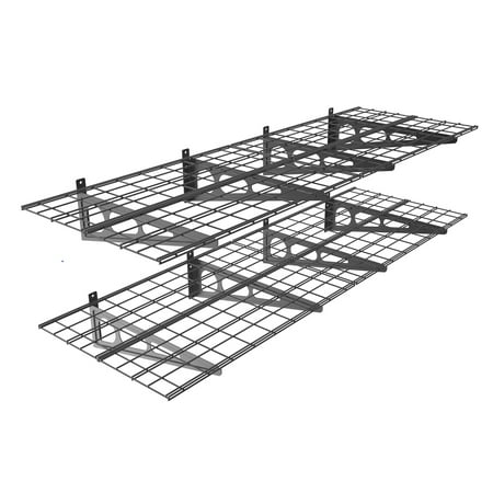 

FLEXIMOUNTS 2-Pack Wall Shelf Steel Garage Shelving Storage Rack 24 by 72 (2x6 ft) Black