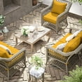 thumbnail image 6 of Kimunuk Outdoor Seat Cushion Set, 22" X 24" X 4" Water-Resistant & Fade-Resistant Patio Furniture Replacement Cushions with Handle and Straps for Sofa Chair, Yellow, 6 of 7