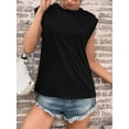 thumbnail image 5 of Inadays Womens Summer Tops 2023 Crew Neck T Shirts Cap Sleeve Blouses Summer Solid Color Basic Tops Casual Loose Fitting Tee, Black, M, 5 of 8