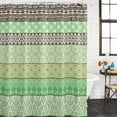 thumbnail image 2 of Green Brown Flower Shower Curtain, 72" x 84", Geometric Bohemian Style Ethnic Tribal Waterproof Bathroom Curtain Washable Shower Curtain Set with 12 Hooks, 2 of 9