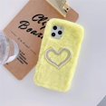 thumbnail image 2 of Plush Case Compatible with Samsung Galaxy A12 Fluffy Furry Case Cover,Faux Rabbit Bunny Fur Warm Winter Soft Silicone with Diamond Pearls 3D Handmade Phone Case,Yellow, 2 of 5