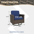 thumbnail image 4 of EAGLE PEAK Ocean Vista Set of 2 Patio Variated Brown All-weather PE Wicker 360-Degree Rocking Swivel Chairs with Extended Armrest, Blue Cushions, 4 of 10