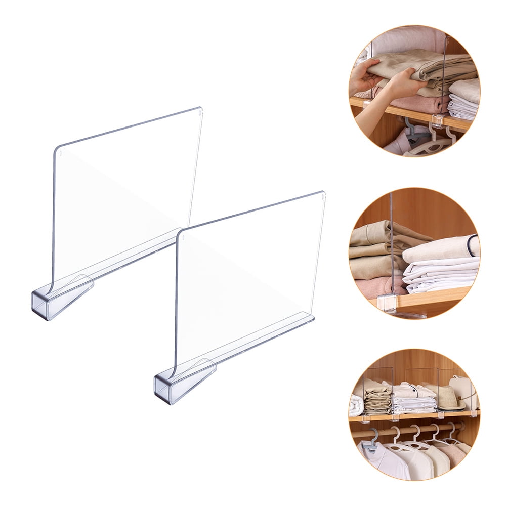 Jiandong Drawer Dividers Clear Shelf Dividers - 2pcs Closet Organizer - Kitchen Cabinet Separator(12X8.07X1.18Inch)