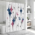 thumbnail image 5 of Red Blue Diamond Shower Curtain, Waterproof Shower Curtains for Bathroom, Modern Geometric Middle Century White Washable Fabric Bathtub Curtain Set Bath Decor with 12 Hooks Extra Long 72"x96", 5 of 6