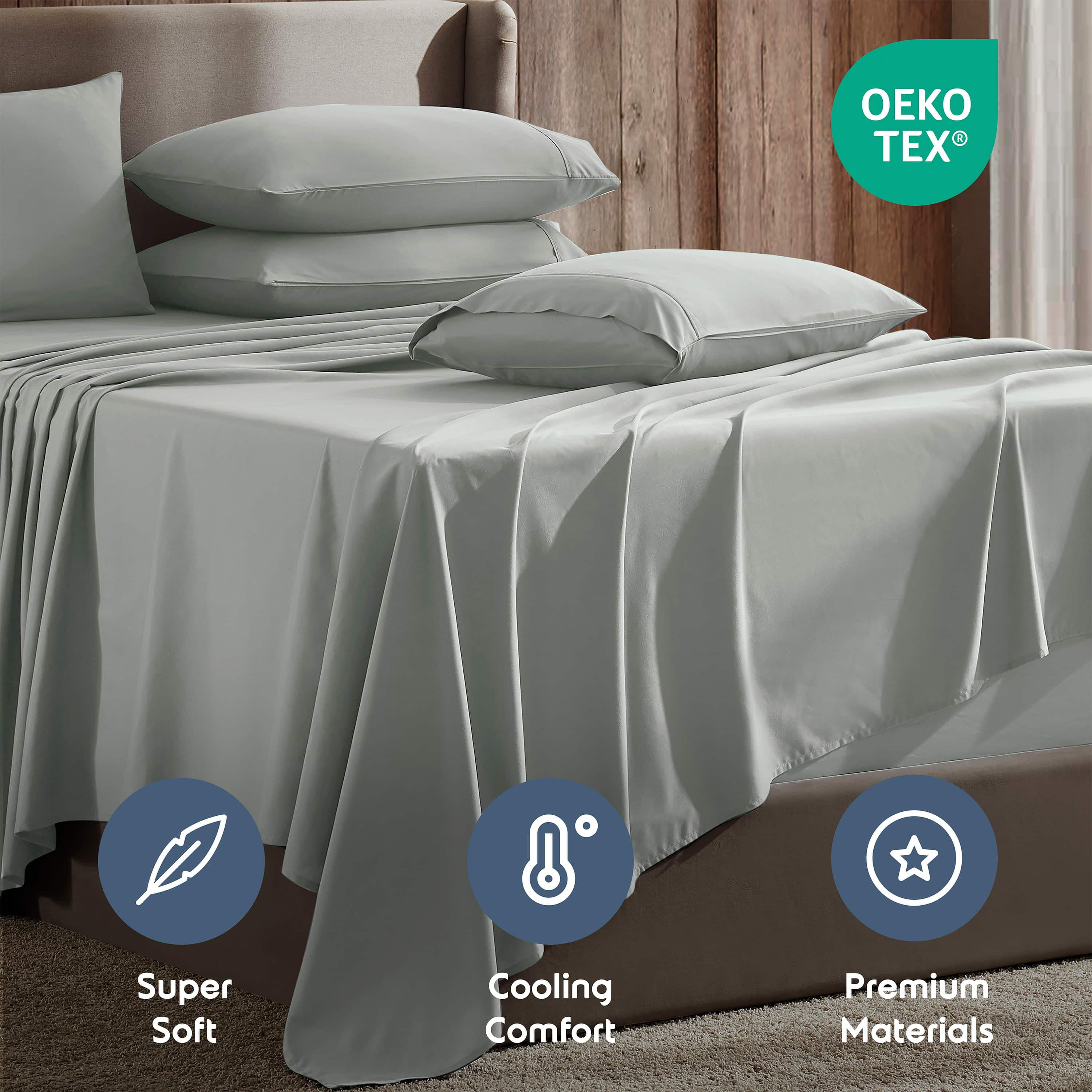 LammaLoe Extra Deep Pocket Full Size Sheets set, Fits 18"-24" Mattress, 6 Piece Soft Microfiber Bed Sheet Sets, Sage Green