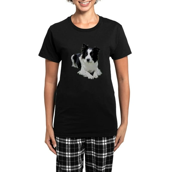 CafePress - Black And White Border Collie Pajamas - Women's Short Sleeve Print T-Shirt and Pants Dark Cotton Pajama Set