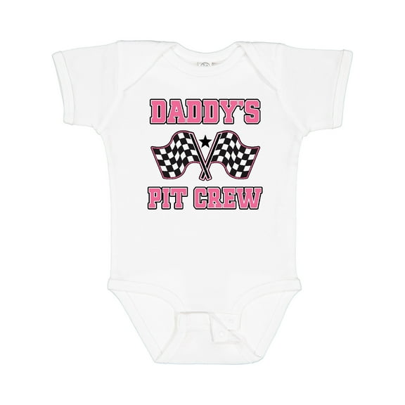 Inktastic Daddy's Pit Crew Design with Checkered Flags Girls Baby Bodysuit