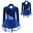 thumbnail image 3 of Miutii Girls Long Sleeve Ballerina Dancewear Ballet Dance Dress Sequin Tutu Skirted Leotard Blue 14, 3 of 7