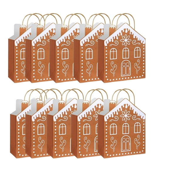 Christmas Gingerbread House Candy Gift Bag – Festive Holiday Gift Bag with Handle, Perfect for Treats, Sweets, and Christmas Party Favors, Ideal for Kids and Family